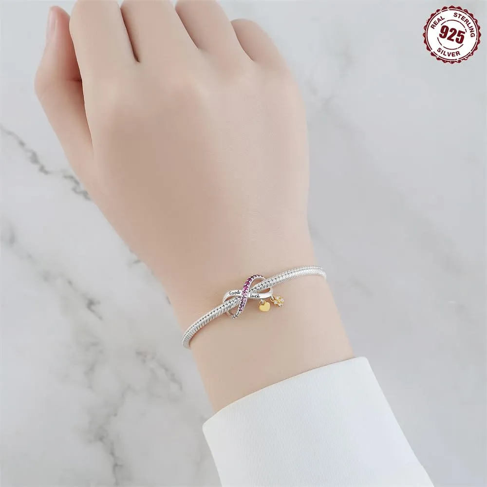 SOUTHPLUS Ciondoli Argento Sterling 925 con Cubic Zirconia Pendenti,Charms per Bracciali,con Braccialetti e Collane Europei, Perfetto Regali per Moglie e Ragazze (Eternal Happiness) - immagine 4