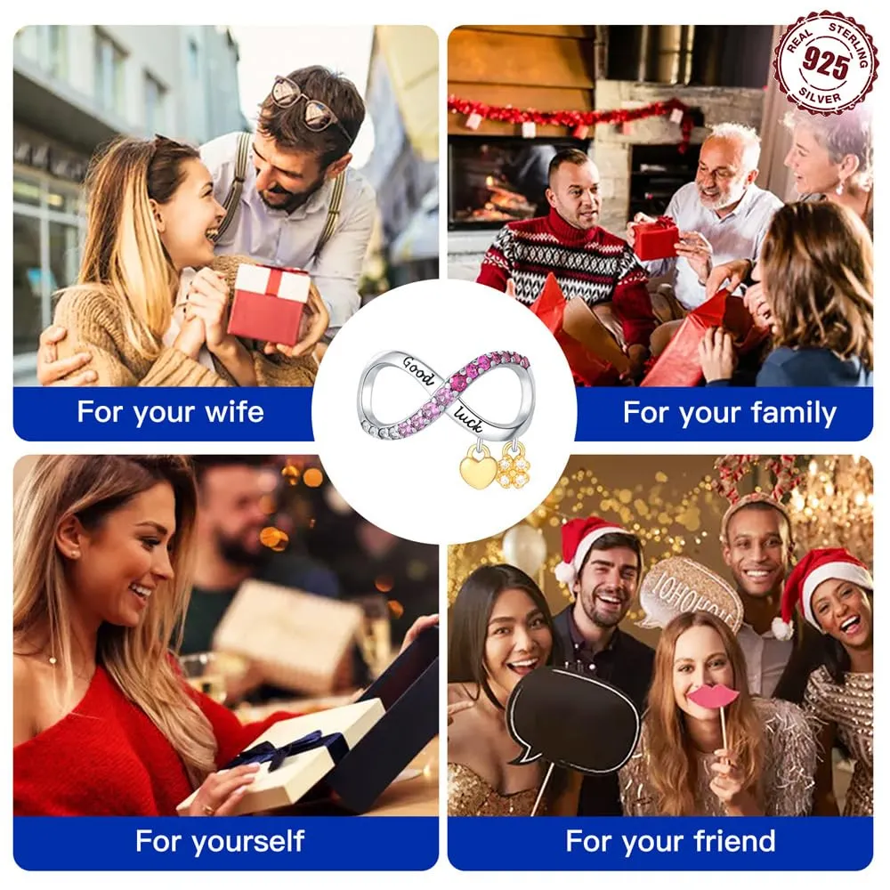 SOUTHPLUS Ciondoli Argento Sterling 925 con Cubic Zirconia Pendenti,Charms per Bracciali,con Braccialetti e Collane Europei, Perfetto Regali per Moglie e Ragazze (Eternal Happiness) - immagine 5
