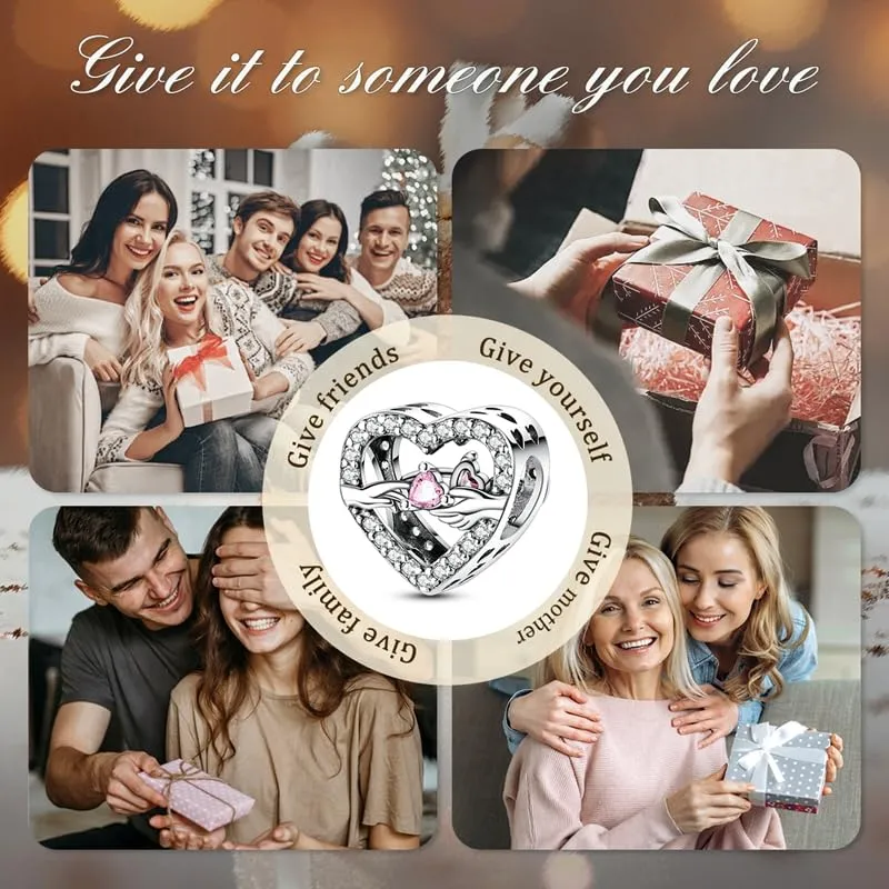 SOUTHPLUS Ciondoli Argento Sterling 925 con Cubic Zirconia Pendenti,Charms per Bracciali,con Braccialetti e Collane Europei, Perfetto Regali per Moglie e Ragazze (Sincero Cuore) - immagine 6
