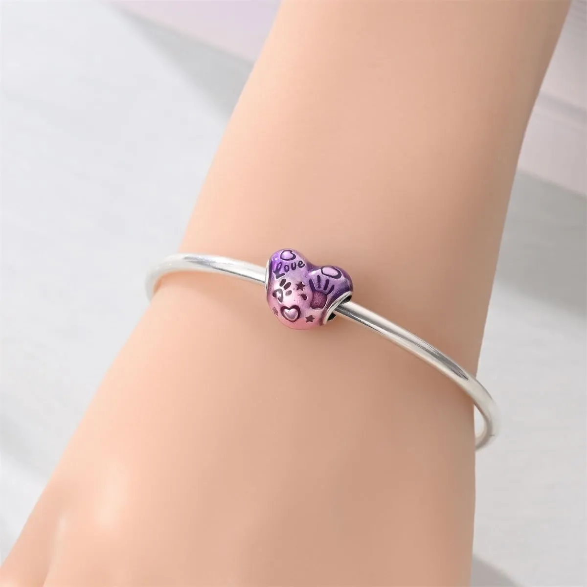 SOUTHPLUS Ciondoli Argento Sterling 925 con Cubic Zirconia Pendenti,Charms per Bracciali,con Braccialetti e Collane Europei, Perfetto Regali per Moglie e Ragazze (Amore Graffiti) - immagine 3