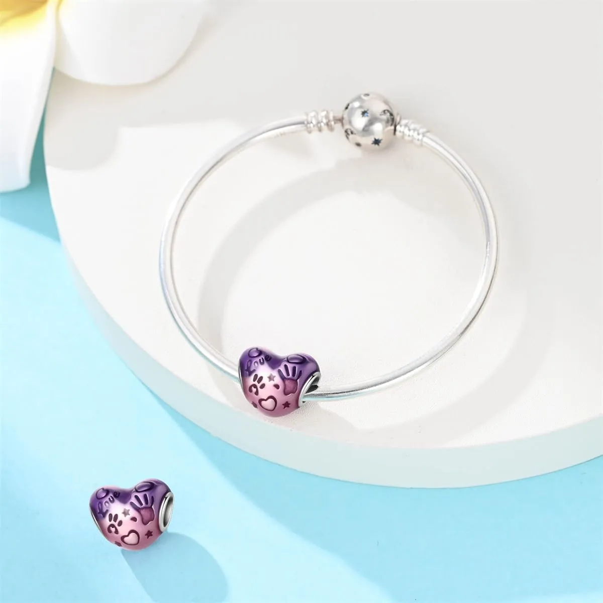 SOUTHPLUS Ciondoli Argento Sterling 925 con Cubic Zirconia Pendenti,Charms per Bracciali,con Braccialetti e Collane Europei, Perfetto Regali per Moglie e Ragazze (Amore Graffiti) - immagine 4