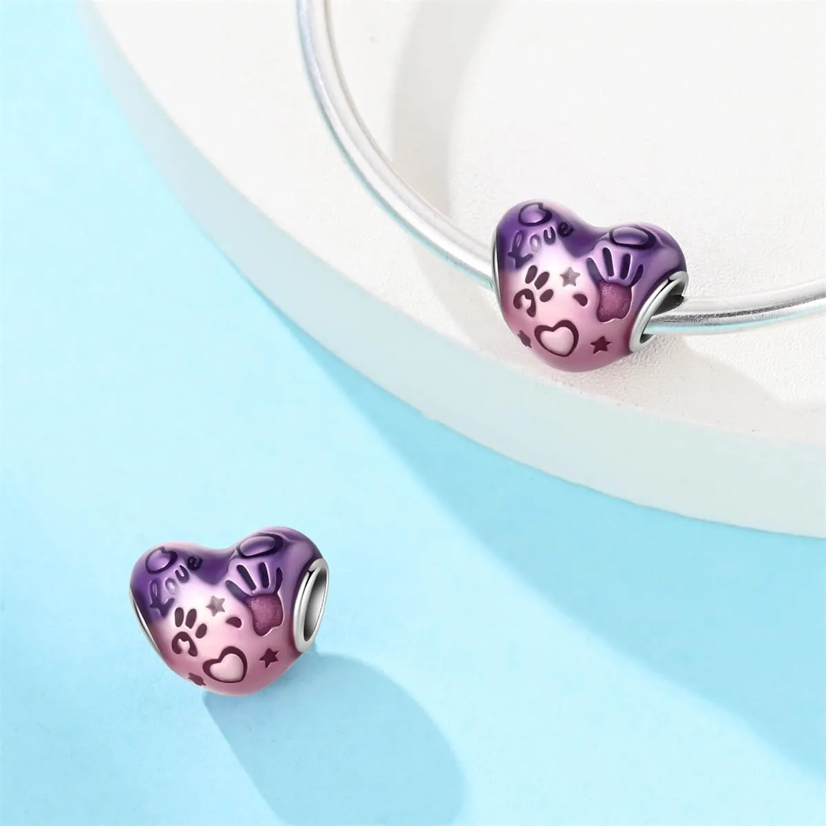SOUTHPLUS Ciondoli Argento Sterling 925 con Cubic Zirconia Pendenti,Charms per Bracciali,con Braccialetti e Collane Europei, Perfetto Regali per Moglie e Ragazze (Amore Graffiti) - immagine 5