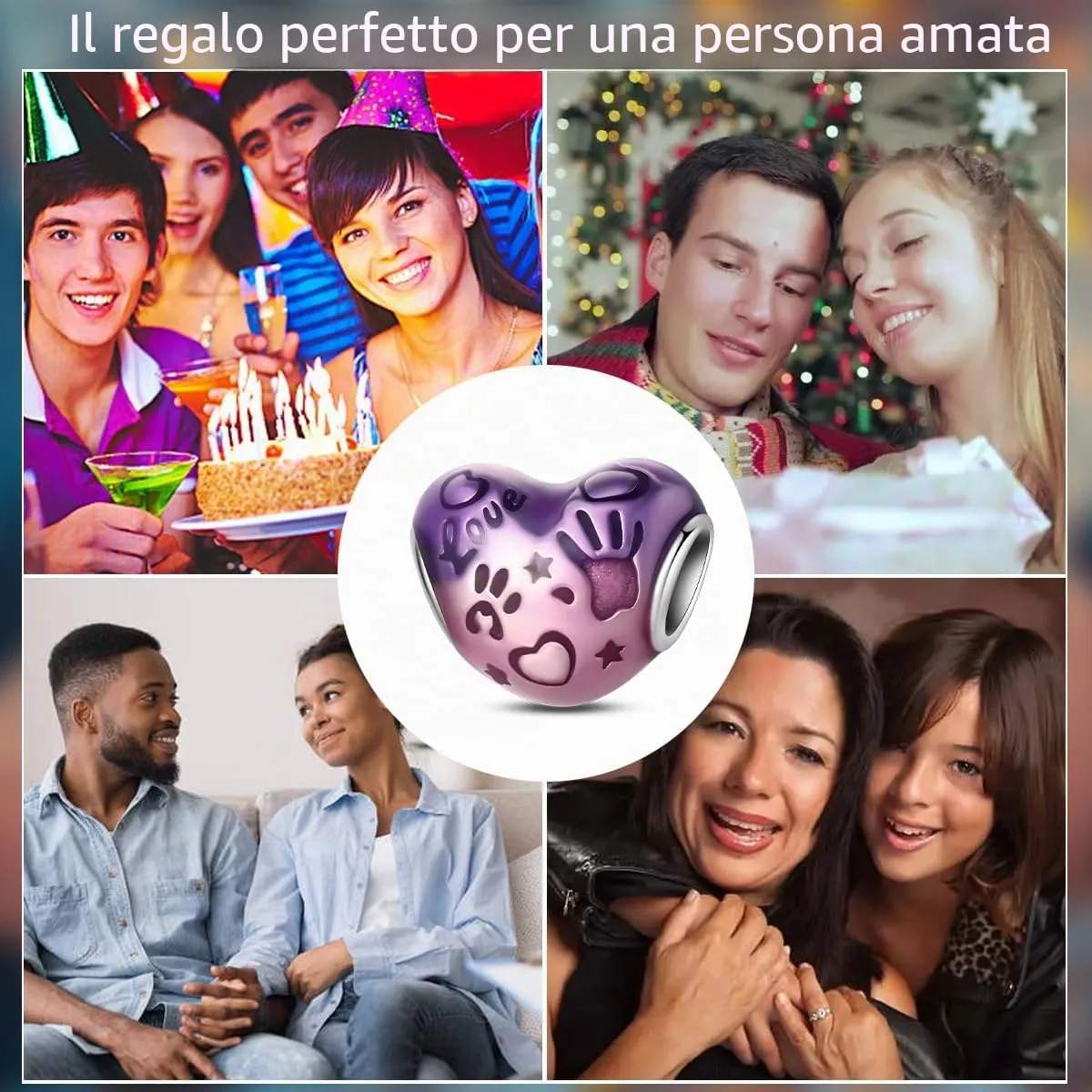 SOUTHPLUS Ciondoli Argento Sterling 925 con Cubic Zirconia Pendenti,Charms per Bracciali,con Braccialetti e Collane Europei, Perfetto Regali per Moglie e Ragazze (Amore Graffiti) - immagine 6