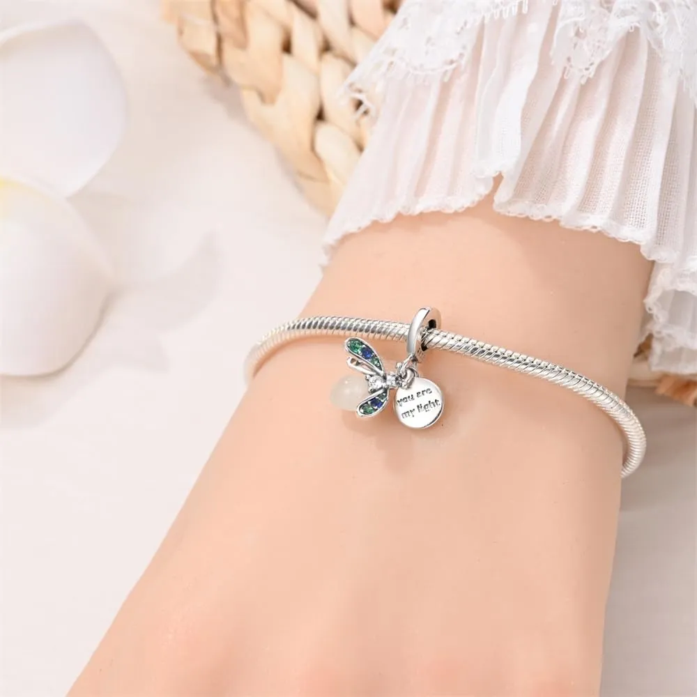 SOUTHPLUS Ciondoli Argento Sterling 925 con Cubic Zirconia Pendenti,Charms per Bracciali,con Braccialetti e Collane Europei, Perfetto Regali per Moglie e Ragazze (Lucciola) - immagine 2