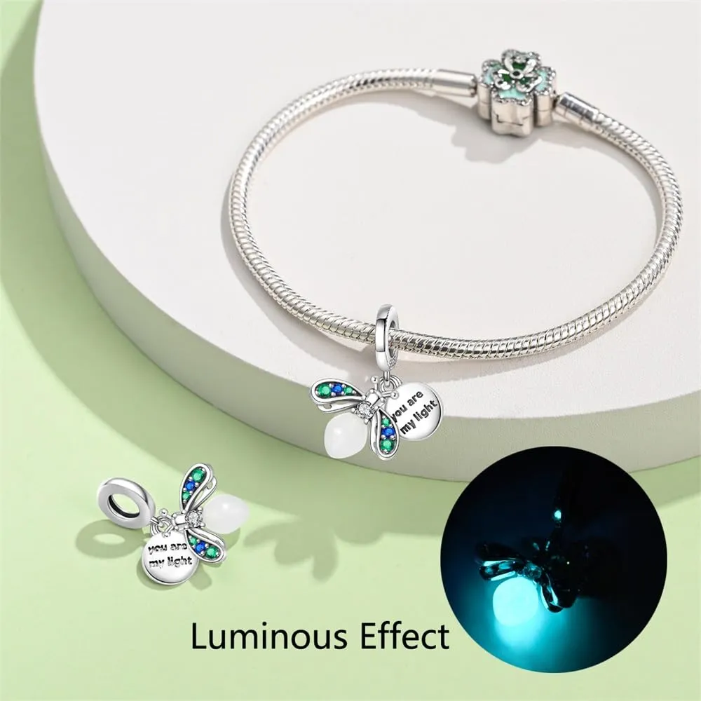 SOUTHPLUS Ciondoli Argento Sterling 925 con Cubic Zirconia Pendenti,Charms per Bracciali,con Braccialetti e Collane Europei, Perfetto Regali per Moglie e Ragazze (Lucciola) - immagine 3