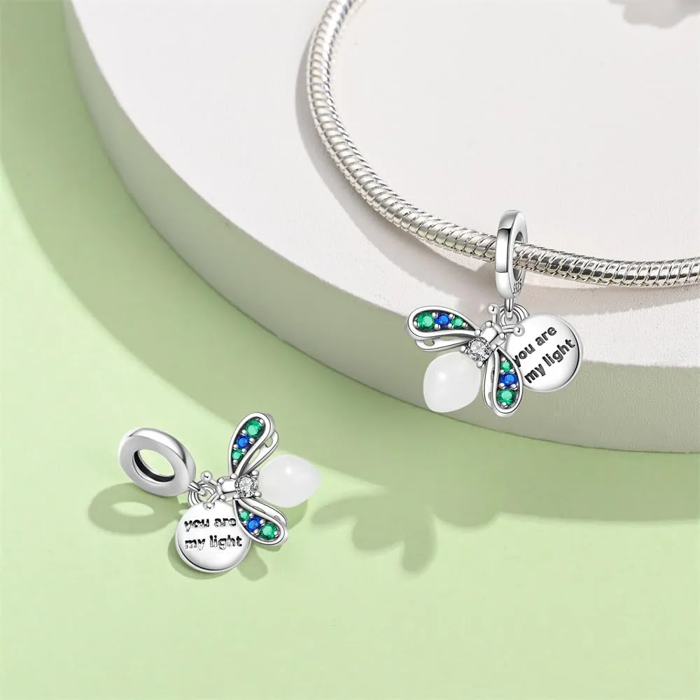 SOUTHPLUS Ciondoli Argento Sterling 925 con Cubic Zirconia Pendenti,Charms per Bracciali,con Braccialetti e Collane Europei, Perfetto Regali per Moglie e Ragazze (Lucciola) - immagine 4