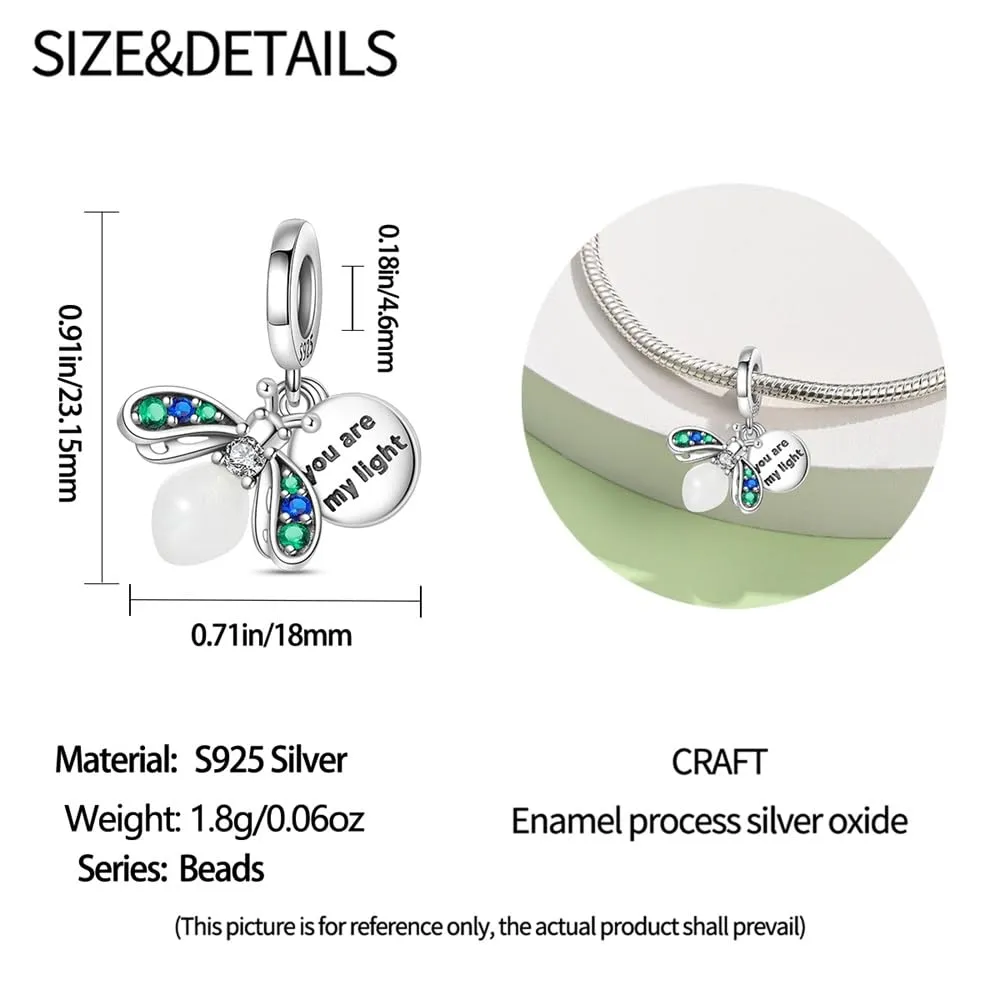 SOUTHPLUS Ciondoli Argento Sterling 925 con Cubic Zirconia Pendenti,Charms per Bracciali,con Braccialetti e Collane Europei, Perfetto Regali per Moglie e Ragazze (Lucciola) - immagine 6