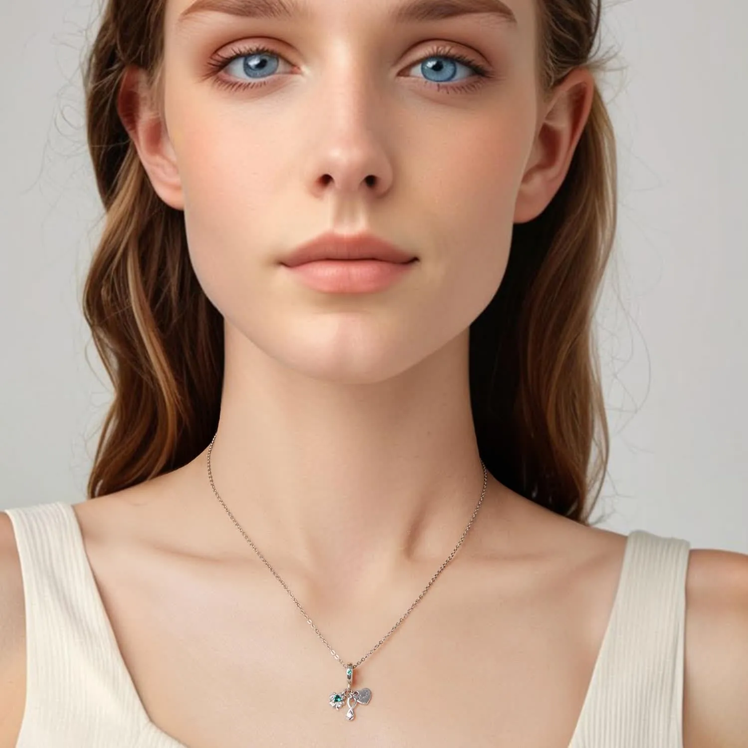 SOUTHPLUS Ciondoli Argento Sterling 925 con Cubic Zirconia Pendenti,Charms per Bracciali,con Braccialetti e Collane Europei, Perfetto Regali per Moglie e Ragazze (Cuore Quadrifoglio) - immagine 7