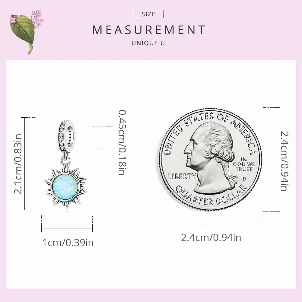 SOUTHPLUS Ciondoli Argento Sterling 925 con Cubic Zirconia Pendenti,Charms per Bracciali,con Braccialetti e Collane Europei, Perfetto Regali per Moglie e Ragazze (Sole) - immagine 5