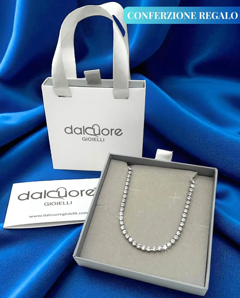 dalcuore Collana Tennis Donna Gioiello Elegante in Acciaio Inossidabile, Girocollo Choker Regolabile 31-41 cm, Brillante, Perfetto come Idea Regalo Natale - immagine 4