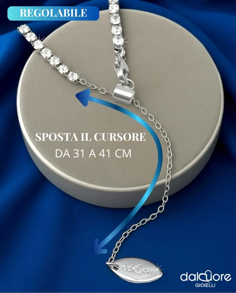 dalcuore Collana Tennis Donna Gioiello Elegante in Acciaio Inossidabile, Girocollo Choker Regolabile 31-41 cm, Brillante, Perfetto come Idea Regalo Natale - immagine 5