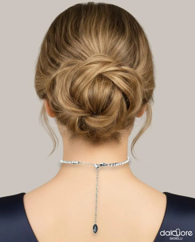 dalcuore Collana Tennis Donna Gioiello Elegante in Acciaio Inossidabile, Girocollo Choker Regolabile 31-41 cm, Brillante, Perfetto come Idea Regalo Natale - immagine 7