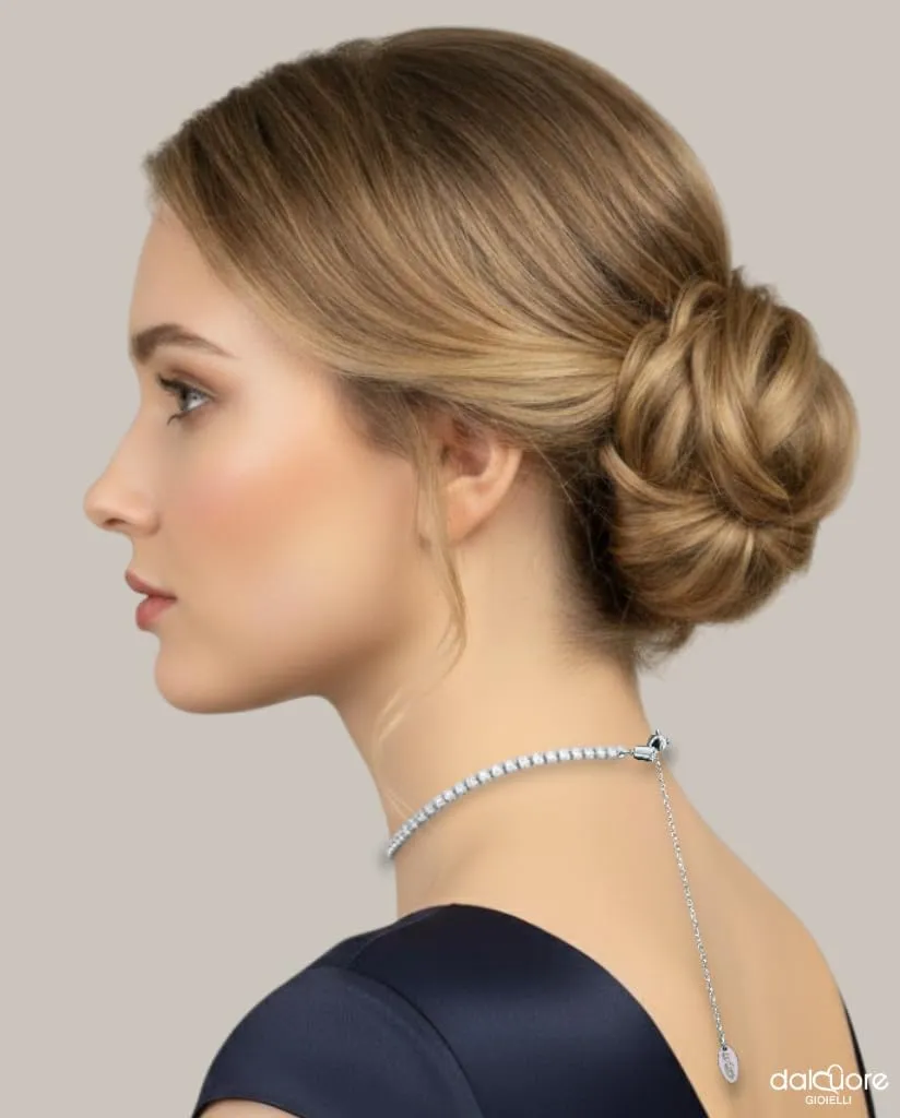 dalcuore Collana Tennis Donna Gioiello Elegante in Acciaio Inossidabile, Girocollo Choker Regolabile 31-41 cm, Brillante, Perfetto come Idea Regalo Natale - immagine 8