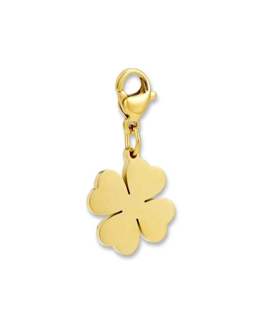 GD GOOD.designs Charms ciondolo quadrifoglio con chiusura a moschettone | Ciondolo per collana in acciaio inox 316L | Charm per bracciale, placcato oro 18K | Resistente all'acqua - immagine 7