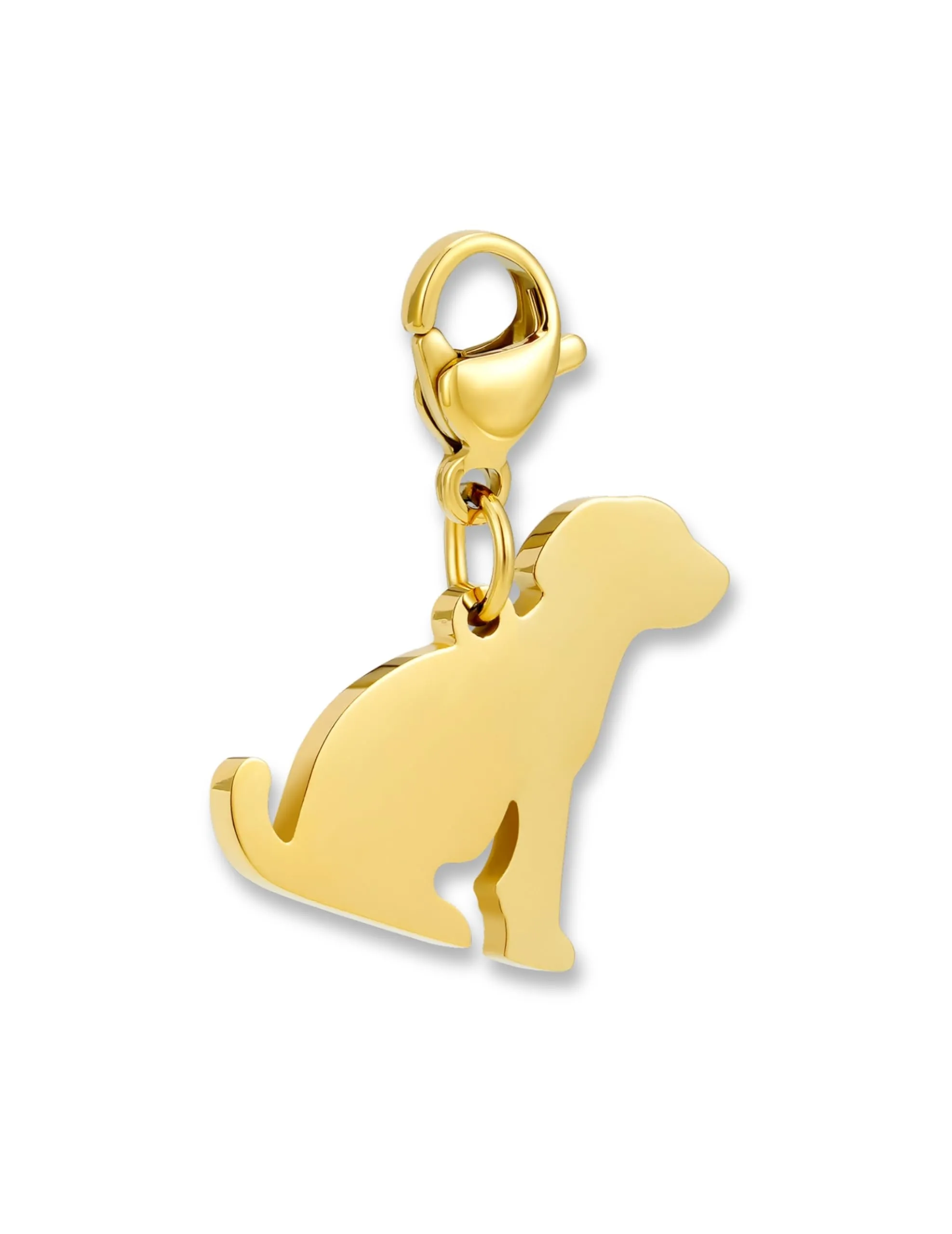 GD GOOD.designs Charms ciondolo cane con chiusura a moschettone | Ciondolo per collana in acciaio inox 316L | Charm per bracciale, placcato oro 18K | Resistente all'acqua - immagine 1