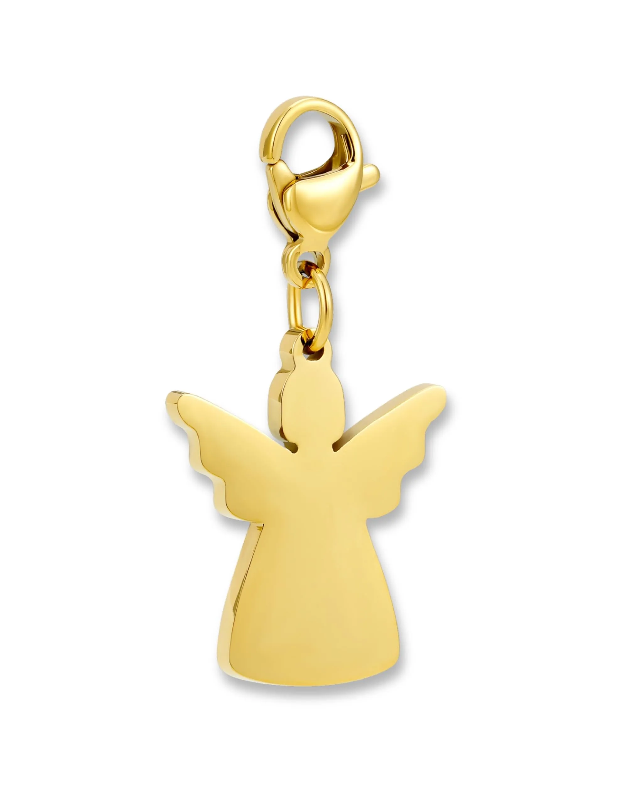 GD GOOD.designs Charms ciondolo angelo con chiusura a moschettone | Ciondolo per collana in acciaio inox 316L | Charm per bracciale, placcato oro 18K | Resistente all'acqua - immagine 1