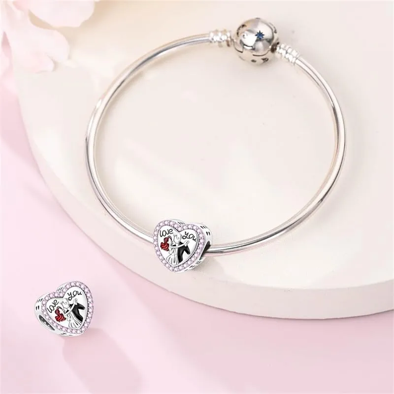 SOUTHPLUS Ciondoli Argento Sterling 925 con Cubic Zirconia Pendenti,Charms per Bracciali,con Braccialetti e Collane Europei, Perfetto Regali per Moglie e Ragazze (Cara Tango) - immagine 4