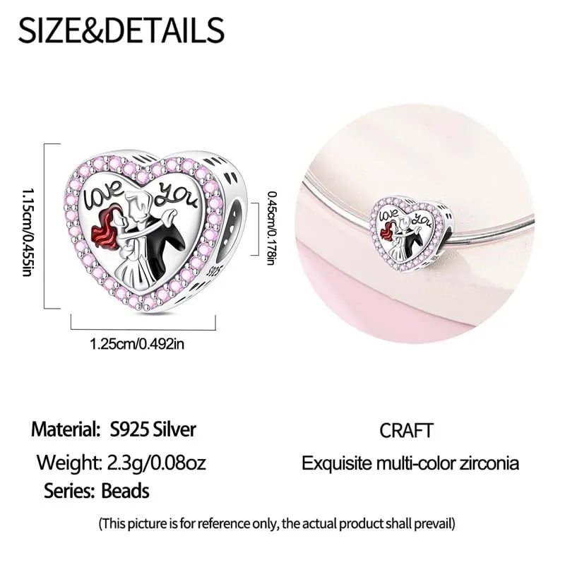 SOUTHPLUS Ciondoli Argento Sterling 925 con Cubic Zirconia Pendenti,Charms per Bracciali,con Braccialetti e Collane Europei, Perfetto Regali per Moglie e Ragazze (Cara Tango) - immagine 6
