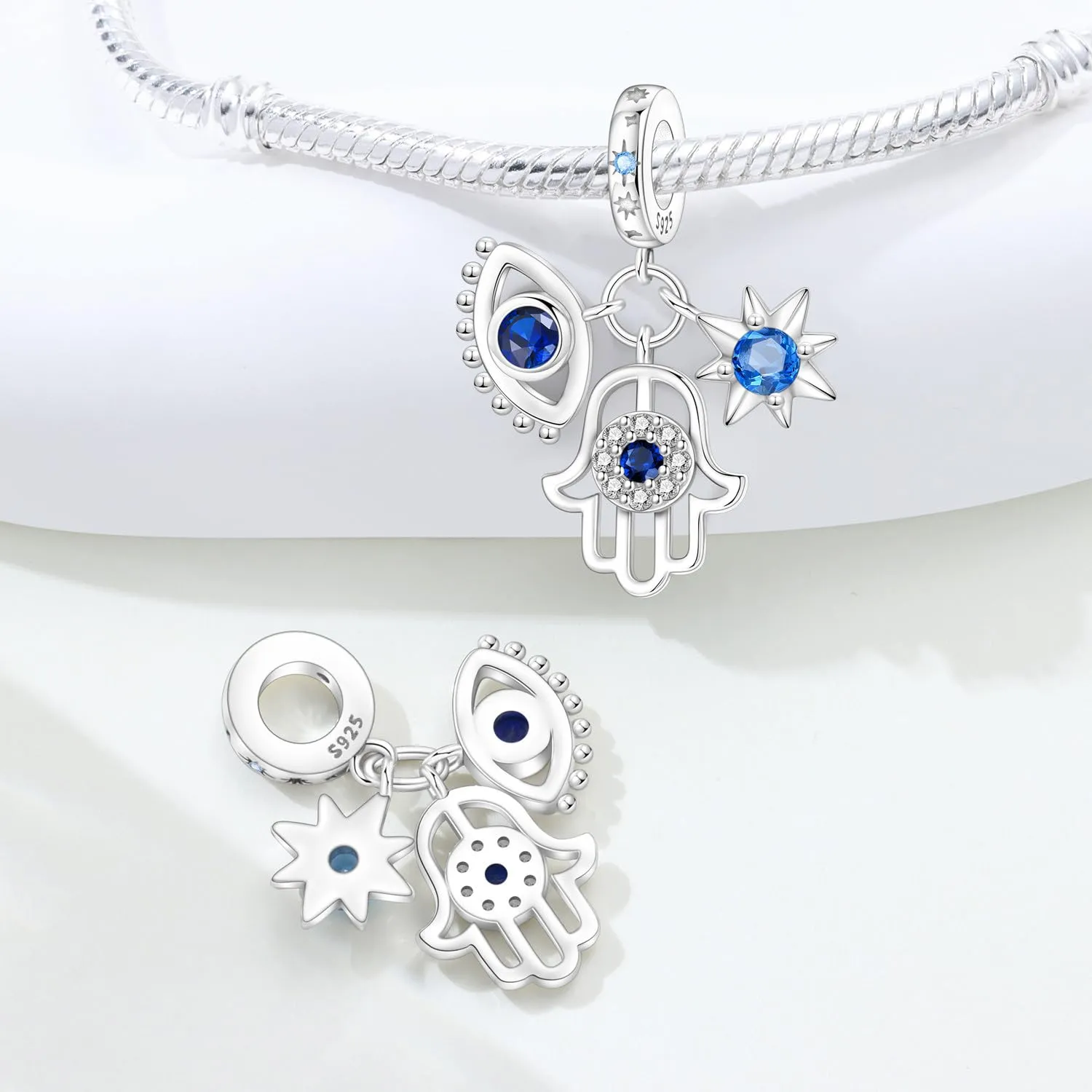 SOUTHPLUS Ciondoli Argento Sterling 925 con Cubic Zirconia Pendenti,Charms per Bracciali,con Braccialetti e Collane Europei, Perfetto Regali per Moglie e Ragazze (Demoni Dagli Occhi Stellati) - immagine 2