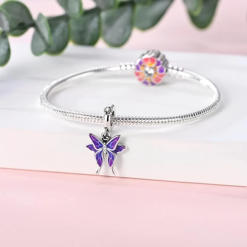 SOUTHPLUS Ciondoli Argento Sterling 925 con Cubic Zirconia Pendenti,Charms per Bracciali,con Braccialetti e Collane Europei, Perfetto Regali per Moglie e Ragazze (Farfalla Termica) - immagine 3