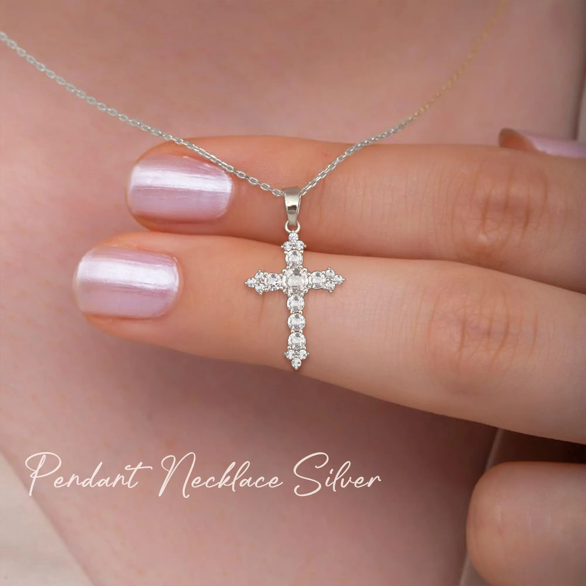 BodyBonita Collana con Croce Donna, Ciondolo Croce Semplice con Zirconia Cubica, Color Argento, Choker con Chiusura a Moschettone in Argento Sterling 925, Gioielli Moda S-C - immagine 4
