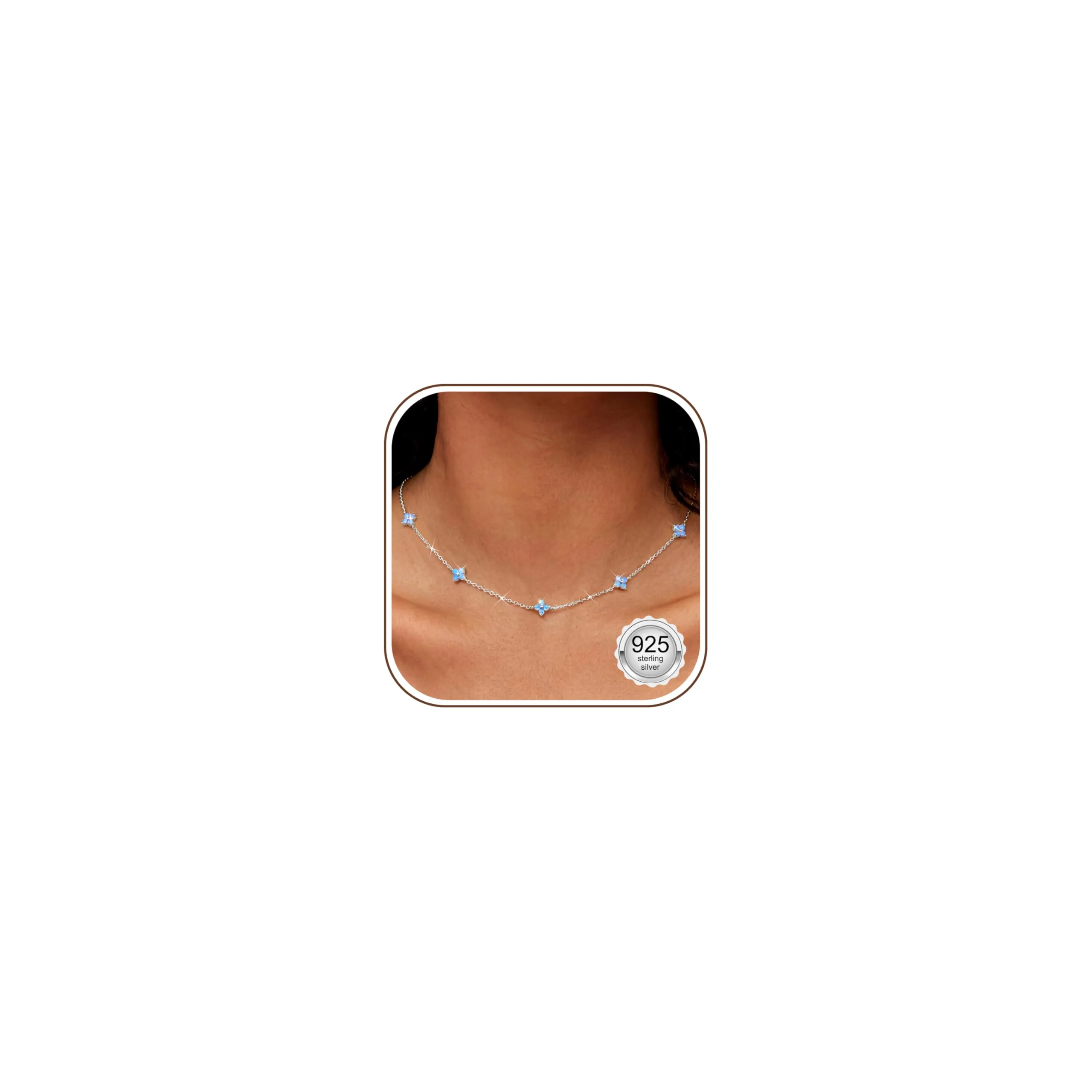 Finrezio Collana Donna con Chiusura in Argento 925 Zircone Cubico Choker - immagine 1