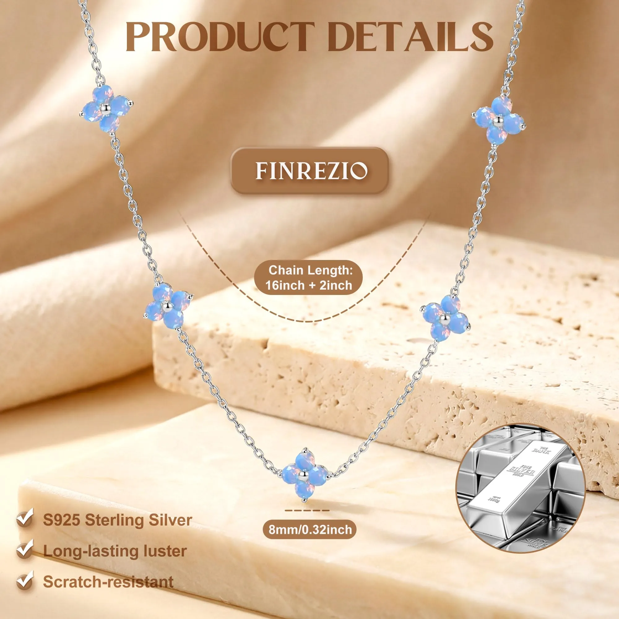 Finrezio Collana Donna con Chiusura in Argento 925 Zircone Cubico Choker - immagine 3