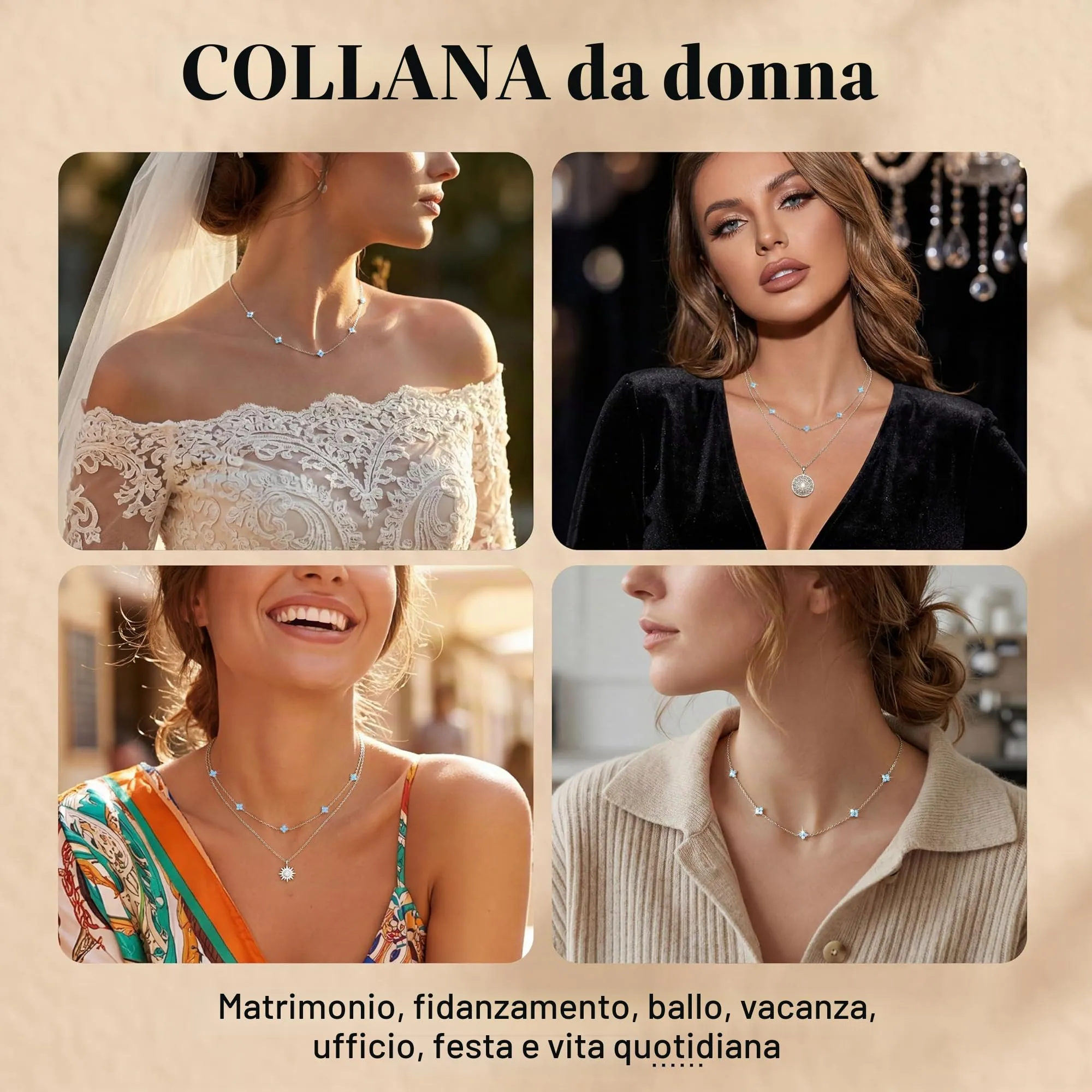 Finrezio Collana Donna con Chiusura in Argento 925 Zircone Cubico Choker - immagine 7