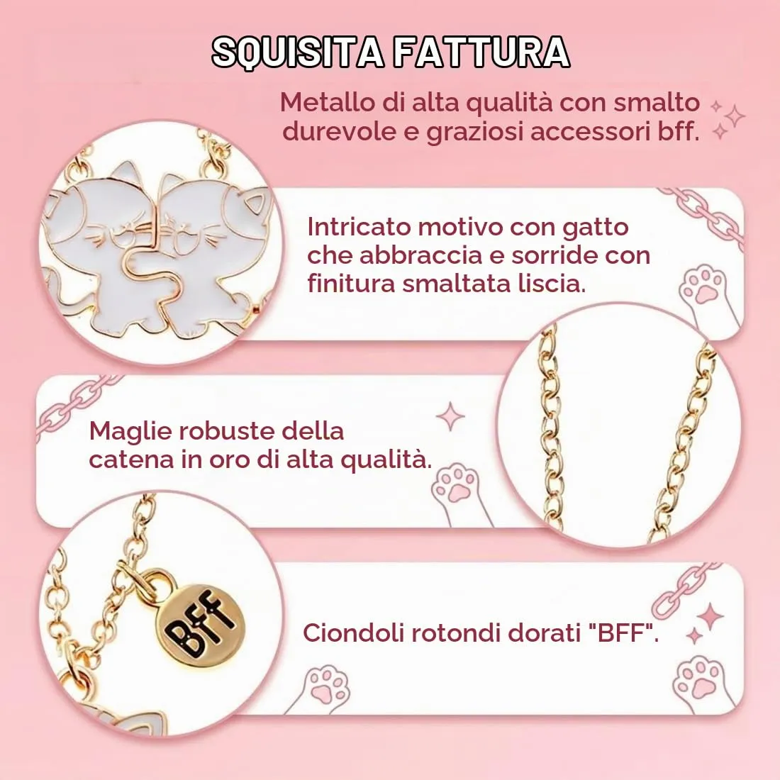 KAHZOR 2 pezzi Collane dell'amicizia BFF,per 2,Con scatola di conservazione,Magnetica con ciondolo a forma di gatto,Include 2 anelli a forma di gatto,Regalo di gioielli per amicizia - immagine 3