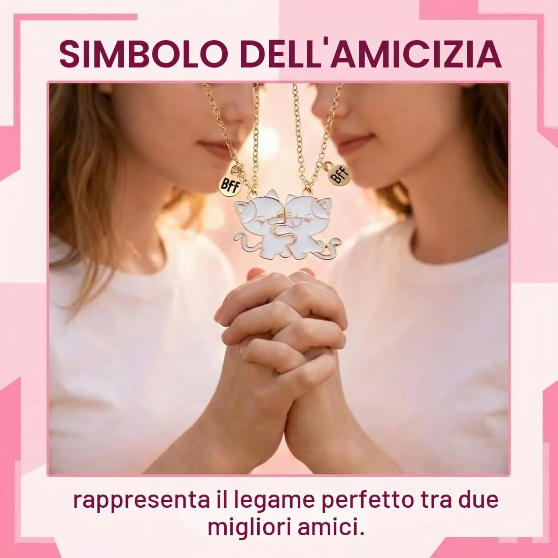 KAHZOR 2 pezzi Collane dell'amicizia BFF,per 2,Con scatola di conservazione,Magnetica con ciondolo a forma di gatto,Include 2 anelli a forma di gatto,Regalo di gioielli per amicizia - immagine 4