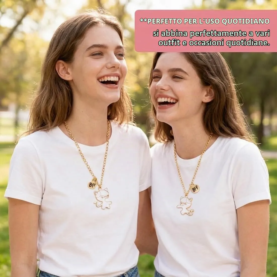 KAHZOR 2 pezzi Collane dell'amicizia BFF,per 2,Con scatola di conservazione,Magnetica con ciondolo a forma di gatto,Include 2 anelli a forma di gatto,Regalo di gioielli per amicizia - immagine 5