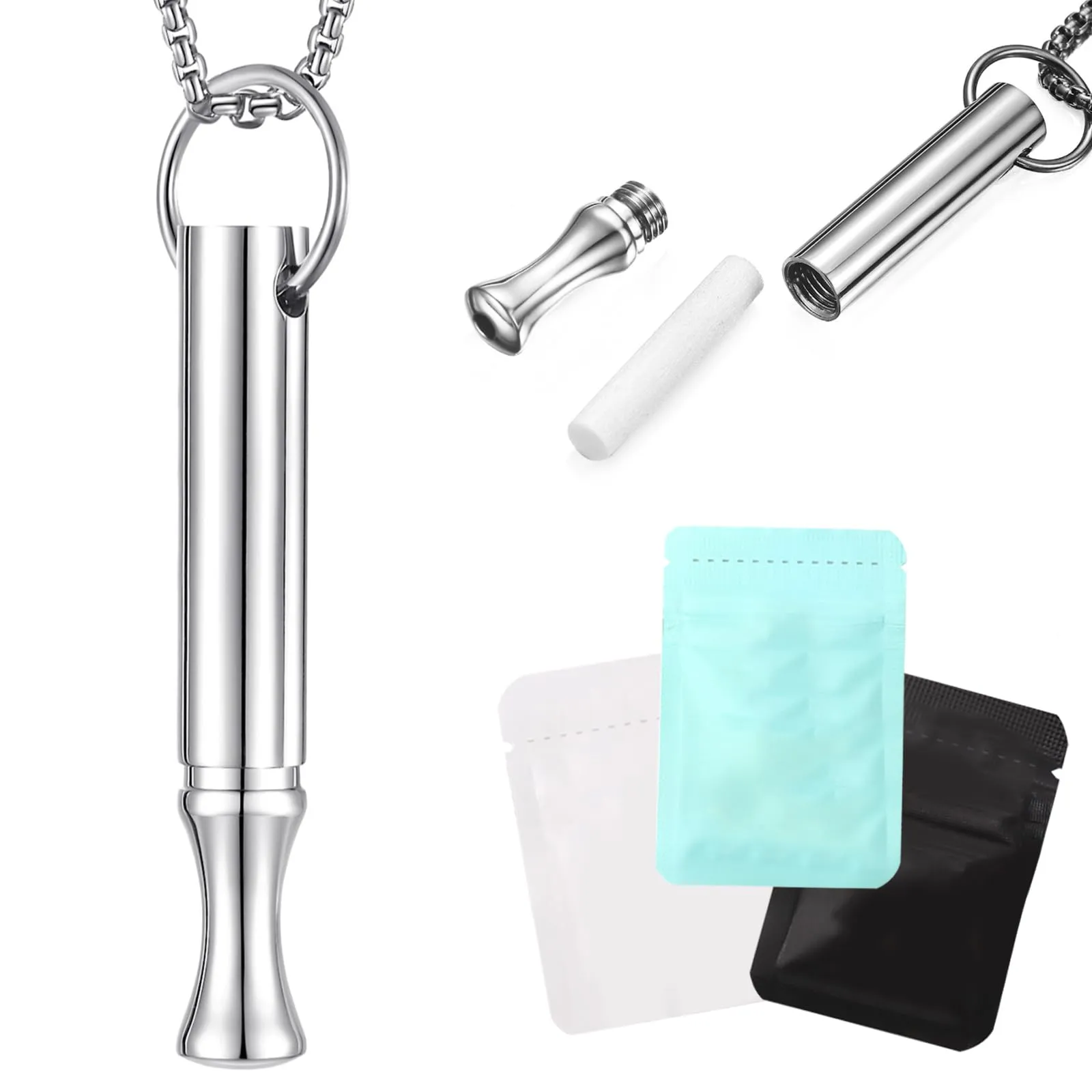 nplaseta Collana Meditativa, Collana Respiratoria Premium,Ausilio Contro lo Stress, l’ansia e gli Attacchi di Panico, Antistressper Uomo e Donna (Nero e Acciaio) - immagine 1