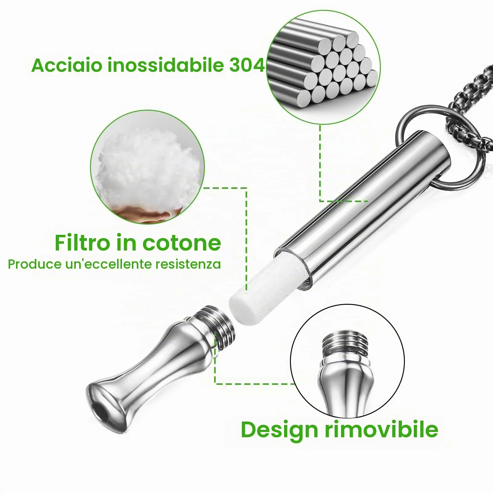 nplaseta Collana Meditativa, Collana Respiratoria Premium,Ausilio Contro lo Stress, l’ansia e gli Attacchi di Panico, Antistressper Uomo e Donna (Nero e Acciaio) - immagine 3