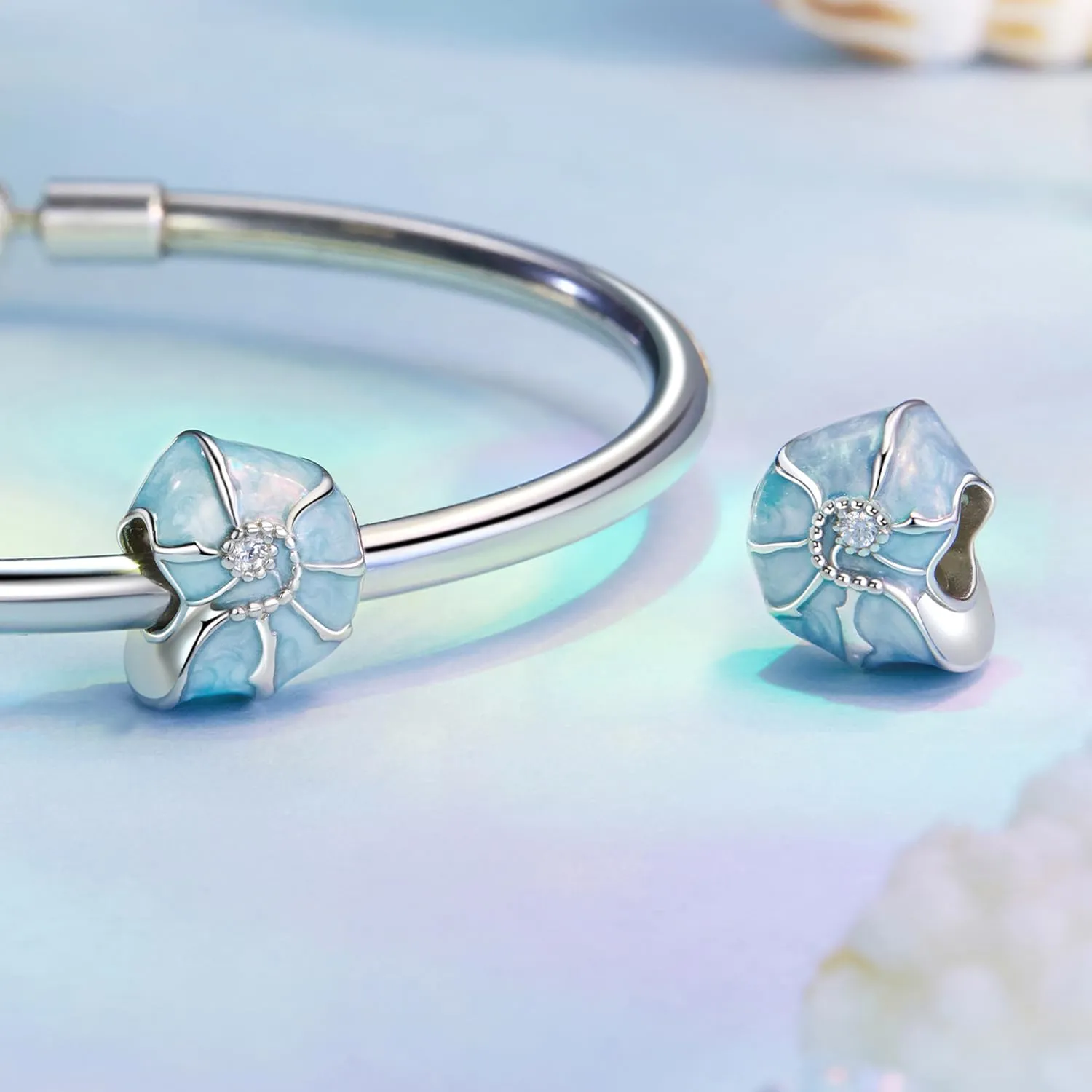 SOUTHPLUS Ciondoli Argento Sterling 925 con Cubic Zirconia Pendenti,Charms per Bracciali,con Braccialetti e Collane Europei, Perfetto Regali per Moglie e Ragazze (Conchiglie) - immagine 3