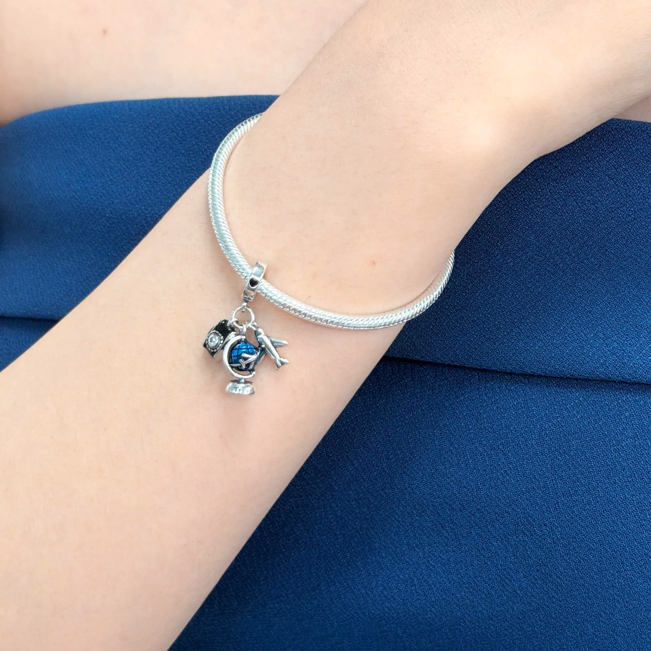 SOUTHPLUS Ciondolo Charms Sterling Silver 925 Collezione Viaggi Aereo Mappa Valigia per Bracciale Europeo Collane Pendente Perfetto Regali per Moglie e Ragazze (Voli Viaggi) - immagine 2