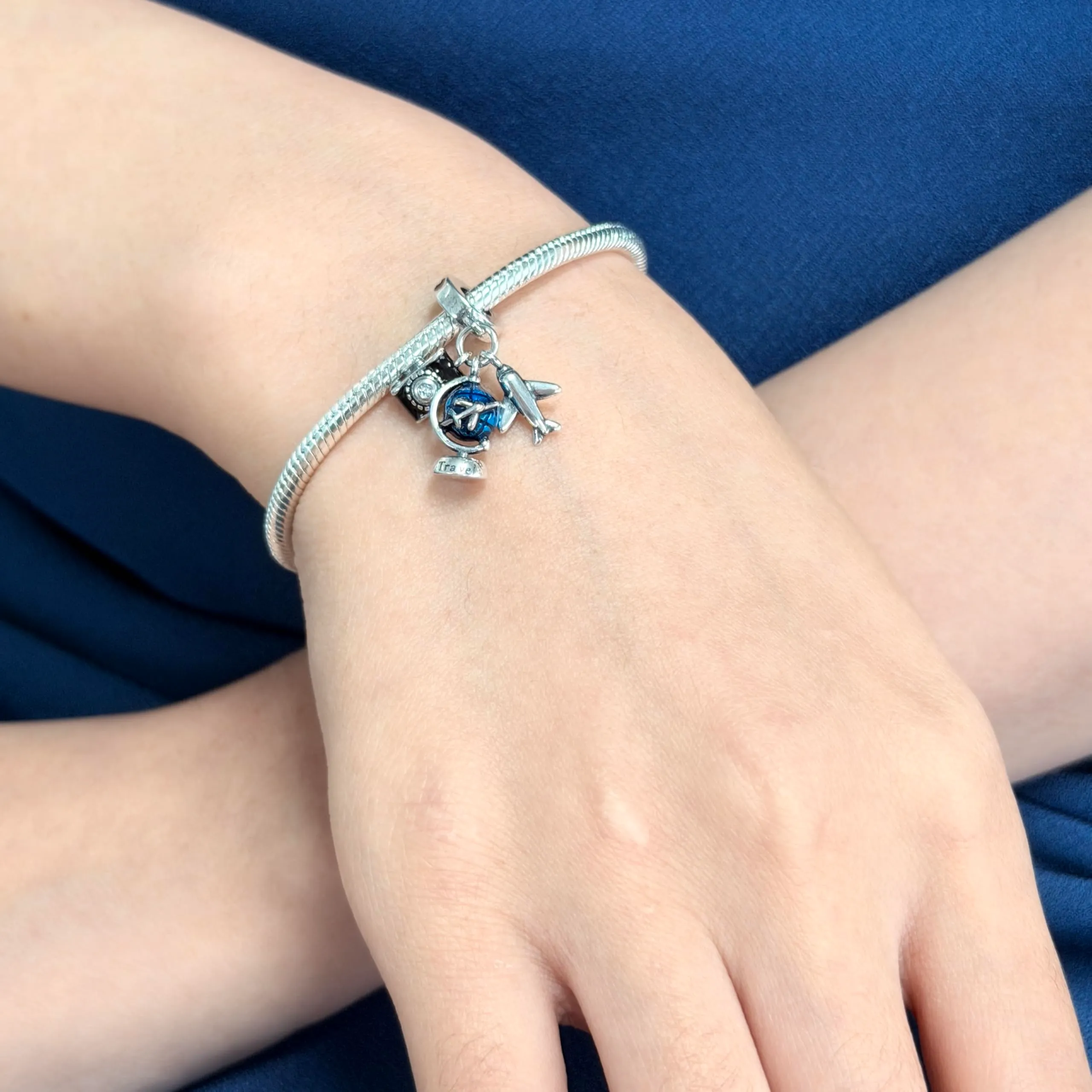 SOUTHPLUS Ciondolo Charms Sterling Silver 925 Collezione Viaggi Aereo Mappa Valigia per Bracciale Europeo Collane Pendente Perfetto Regali per Moglie e Ragazze (Voli Viaggi) - immagine 3