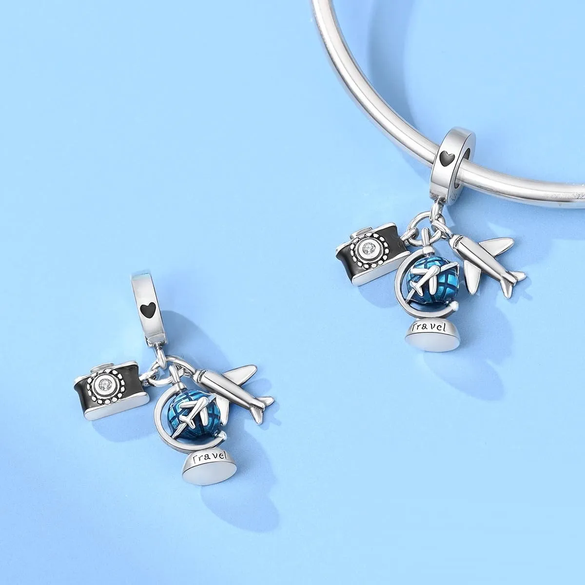 SOUTHPLUS Ciondolo Charms Sterling Silver 925 Collezione Viaggi Aereo Mappa Valigia per Bracciale Europeo Collane Pendente Perfetto Regali per Moglie e Ragazze (Voli Viaggi) - immagine 4