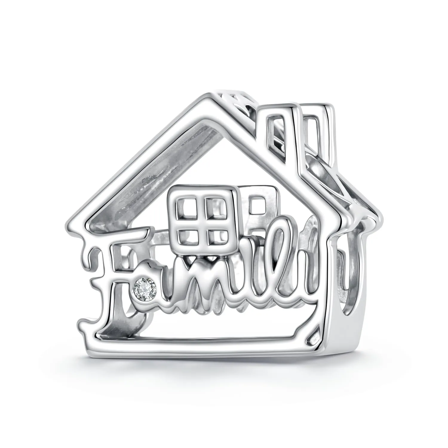 SOUTHPLUS Charm con ciondolo a forma di amore e sorella famiglia, per donna, in argento Sterling 925, per mamma, viaggio o compleanno, Piccolo, Argento sterling, Zirconia - immagine 1