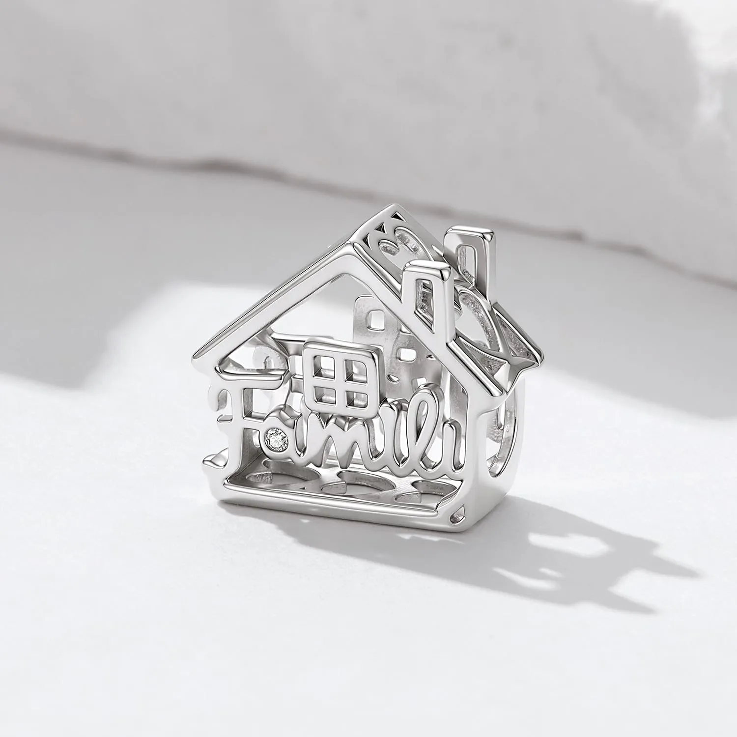SOUTHPLUS Charm con ciondolo a forma di amore e sorella famiglia, per donna, in argento Sterling 925, per mamma, viaggio o compleanno, Piccolo, Argento sterling, Zirconia - immagine 2
