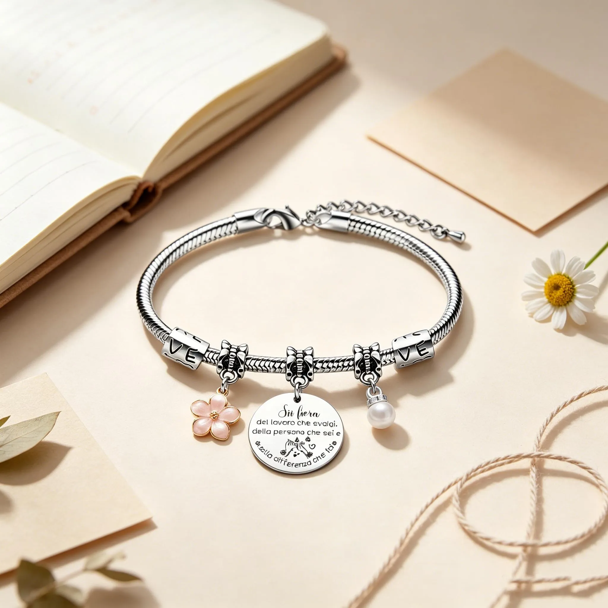 GUOYU Regali Natale Collega Bracciale Sii Fiera del Lavoro Che Svolgi Regalo Colleghe Regalo di Amicizia Colleghi Braccialetto Idea Regalo Colleghi per Compleanno o Congedo Lavorativo (1) - immagine 3