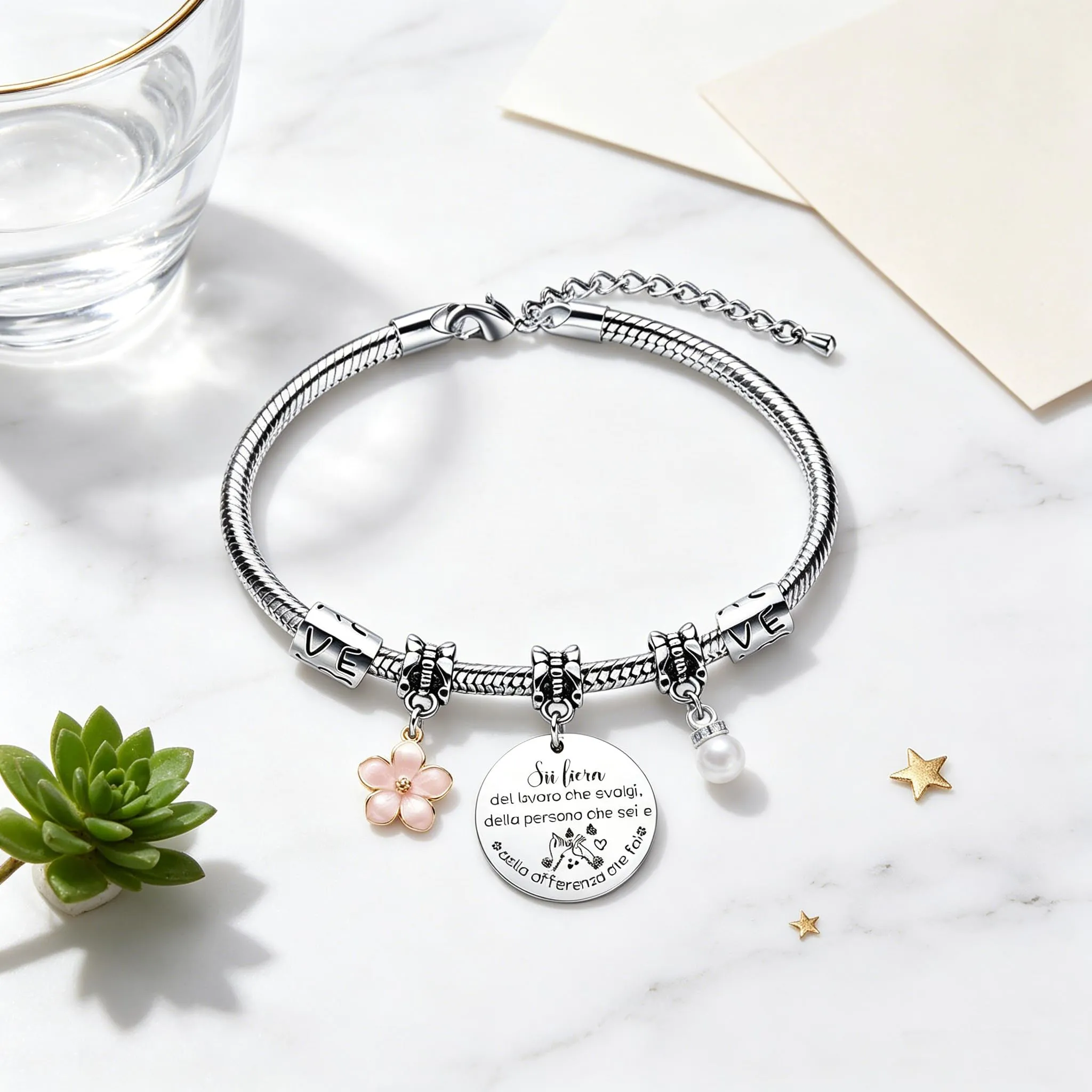 GUOYU Regali Natale Collega Bracciale Sii Fiera del Lavoro Che Svolgi Regalo Colleghe Regalo di Amicizia Colleghi Braccialetto Idea Regalo Colleghi per Compleanno o Congedo Lavorativo (1) - immagine 6