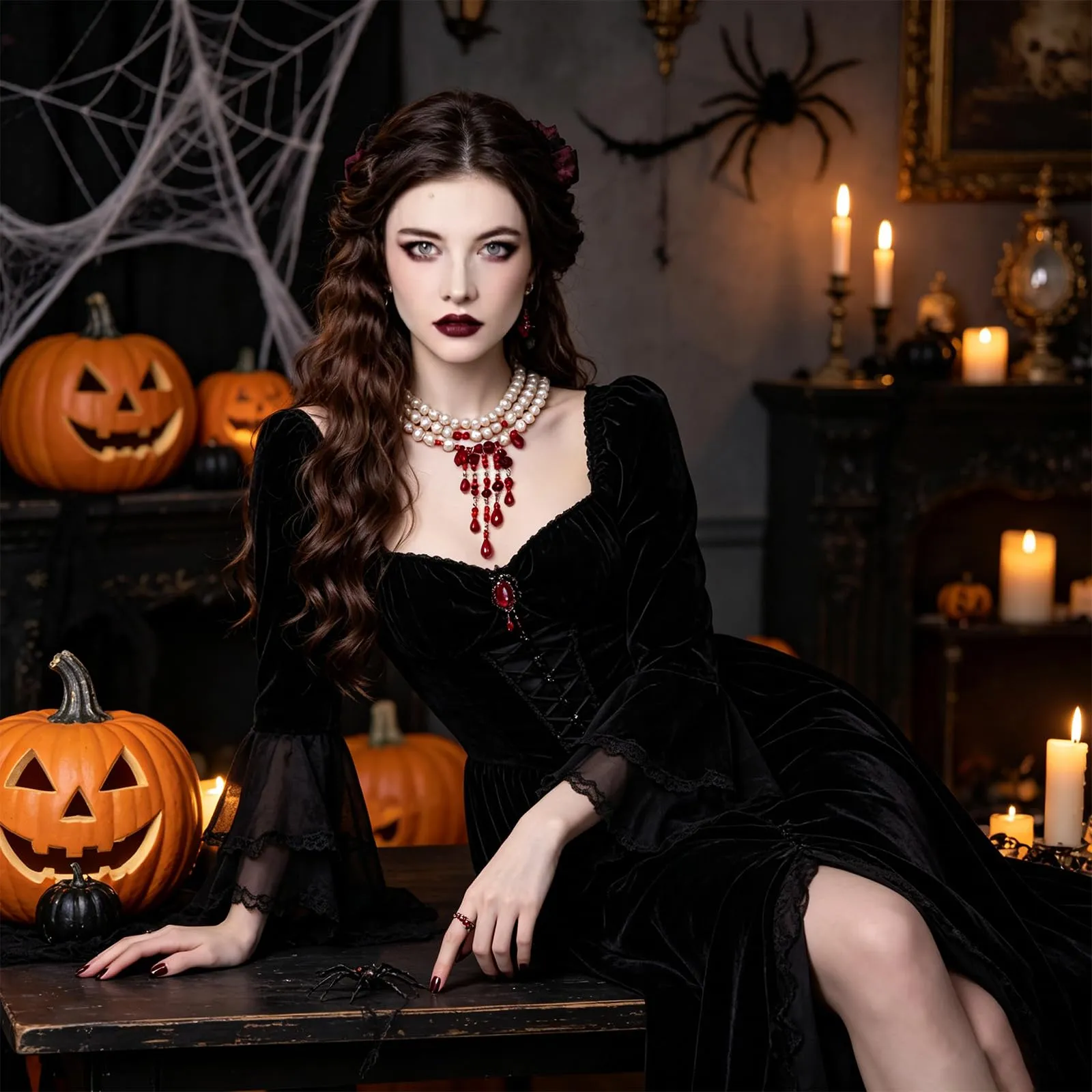 CERCTLA Collana Perle Sangue, Gocce di Sangue in Perle Finte, Collanas Perla Donna, Accessorio Costume Halloween Feste a Tema - immagine 5