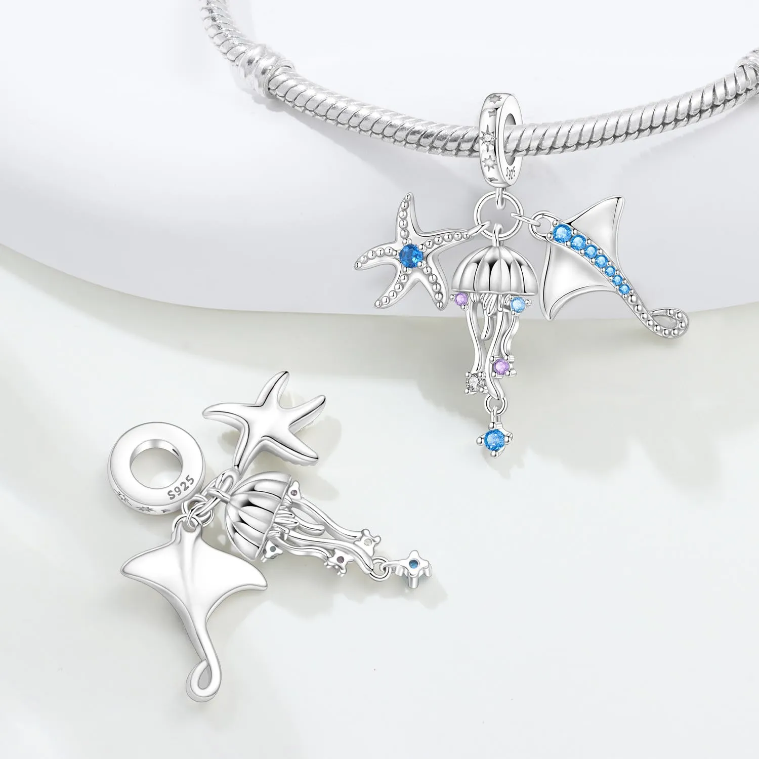 SOUTHPLUS Charms Ciondolo in Argento Sterling 925 con Zirconi 5A, Con Scatola Regalo, Adatto per Braccialetti Charm Europei, Gioiello da Regalo per Donne e Signore, Piccolo, Zirconia cubica - immagine 2