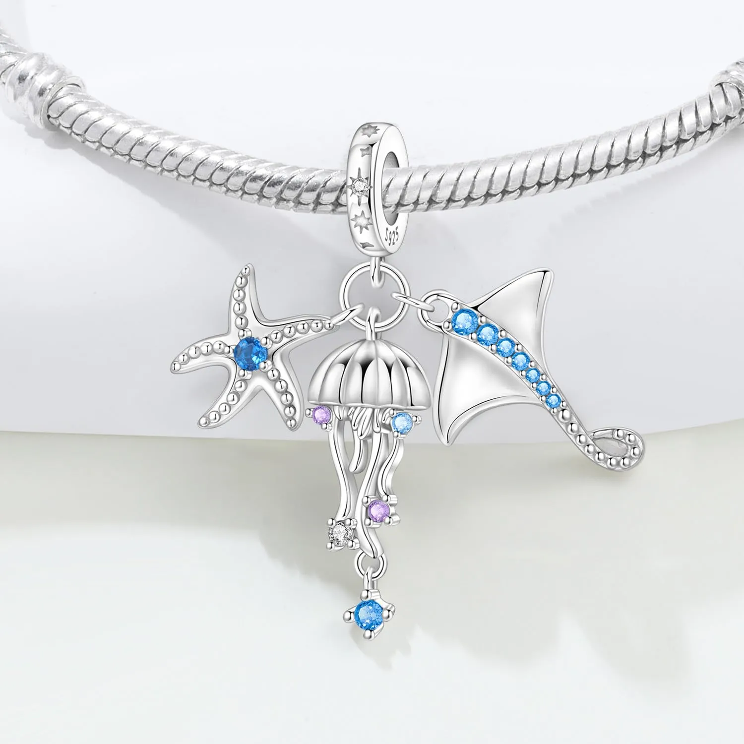 SOUTHPLUS Charms Ciondolo in Argento Sterling 925 con Zirconi 5A, Con Scatola Regalo, Adatto per Braccialetti Charm Europei, Gioiello da Regalo per Donne e Signore, Piccolo, Zirconia cubica - immagine 3