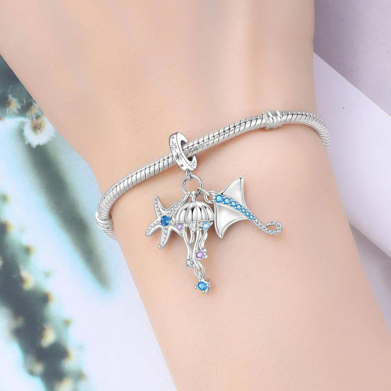 SOUTHPLUS Charms Ciondolo in Argento Sterling 925 con Zirconi 5A, Con Scatola Regalo, Adatto per Braccialetti Charm Europei, Gioiello da Regalo per Donne e Signore, Piccolo, Zirconia cubica - immagine 4