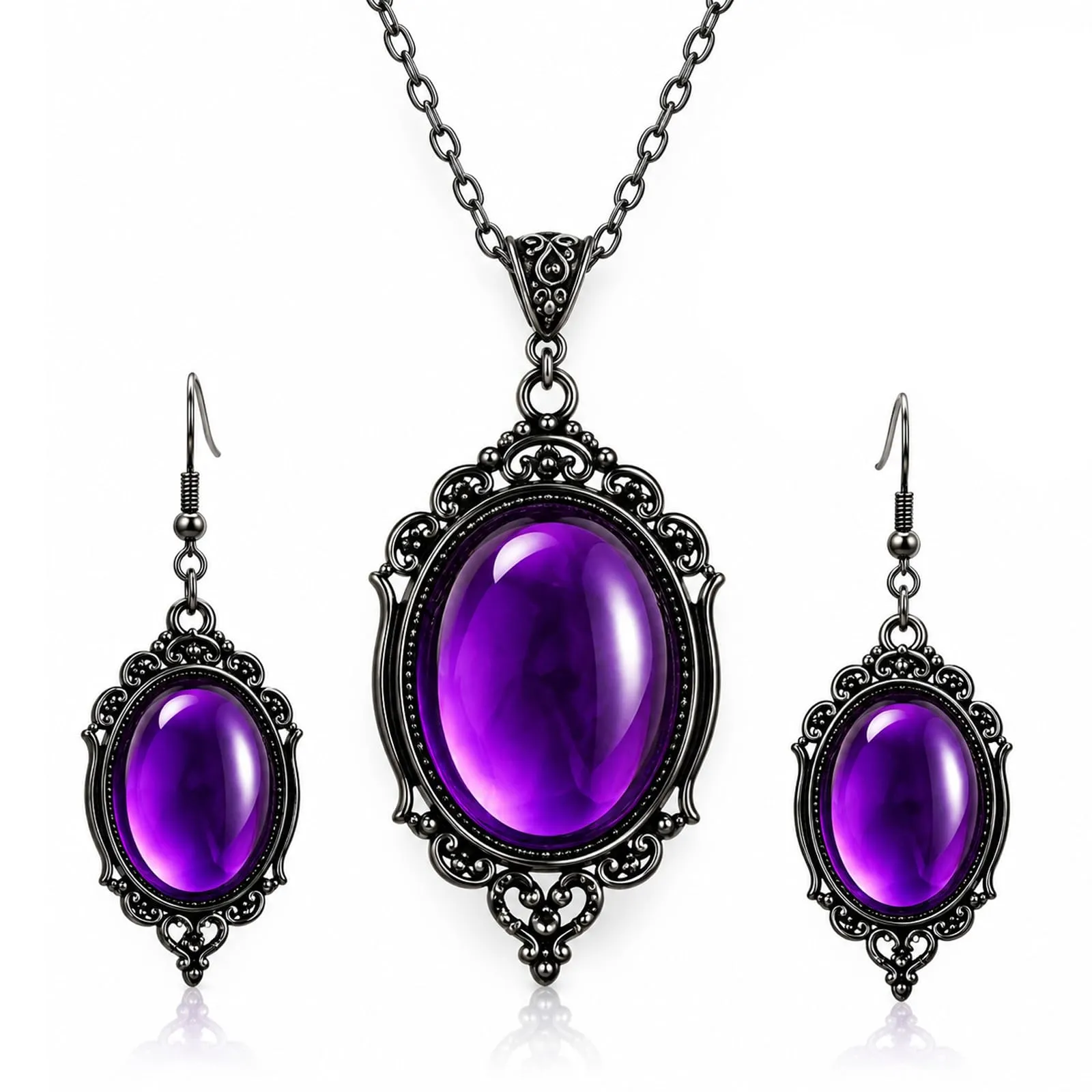 BlynthaToy Collana Gotica Ciondolo Ovale Cristallo, Choker Cameo Vintage, Gioiello Halloween Cosplay - immagine 1