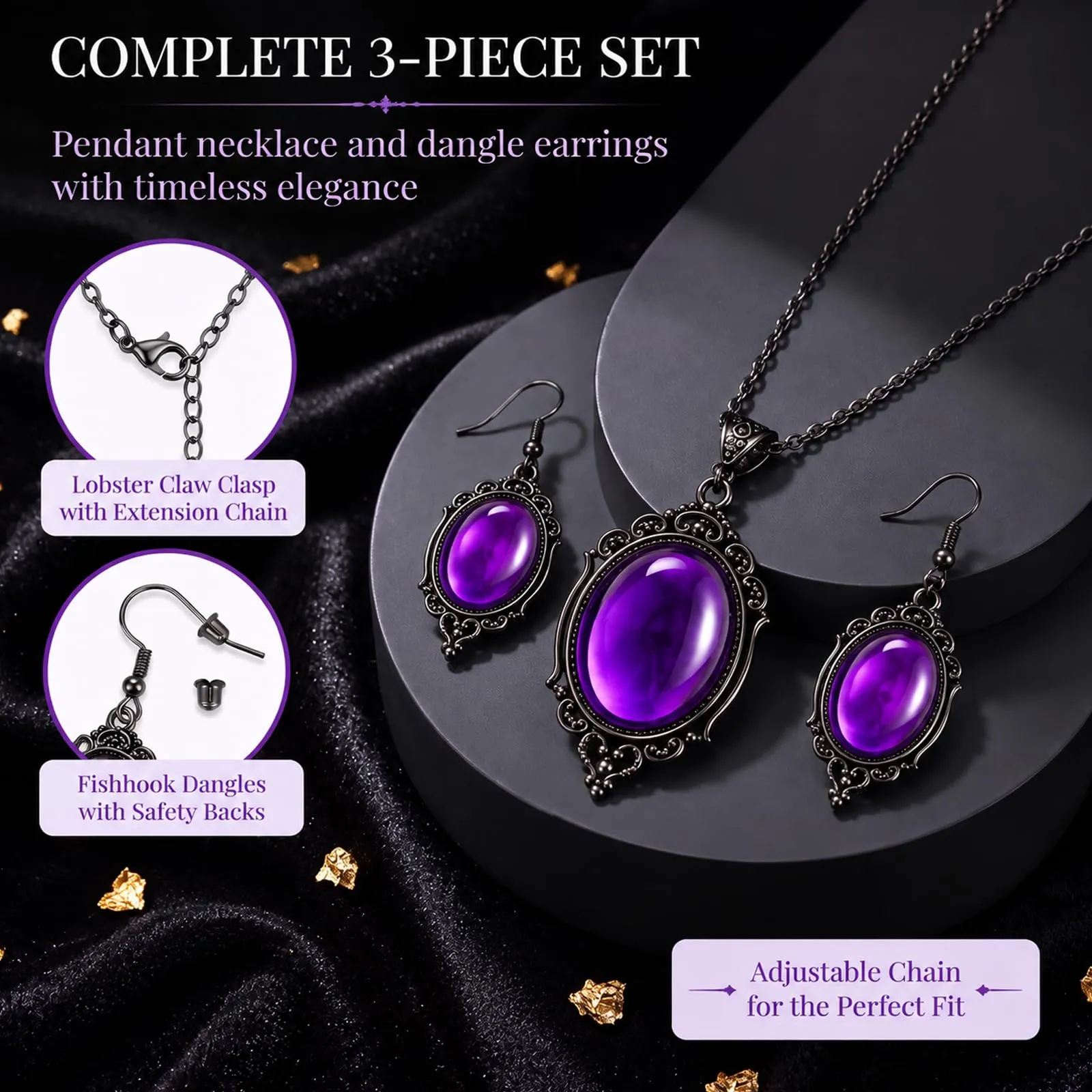 BlynthaToy Collana Gotica Ciondolo Ovale Cristallo, Choker Cameo Vintage, Gioiello Halloween Cosplay - immagine 7