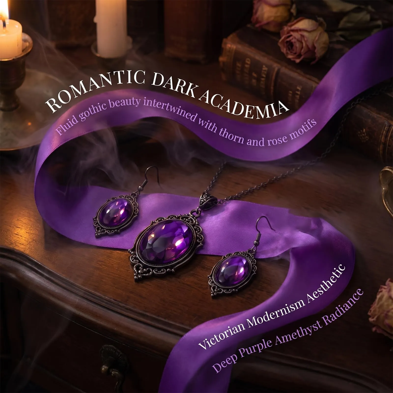 BlynthaToy Collana Gotica Ciondolo Ovale Cristallo, Choker Cameo Vintage, Gioiello Halloween Cosplay - immagine 9
