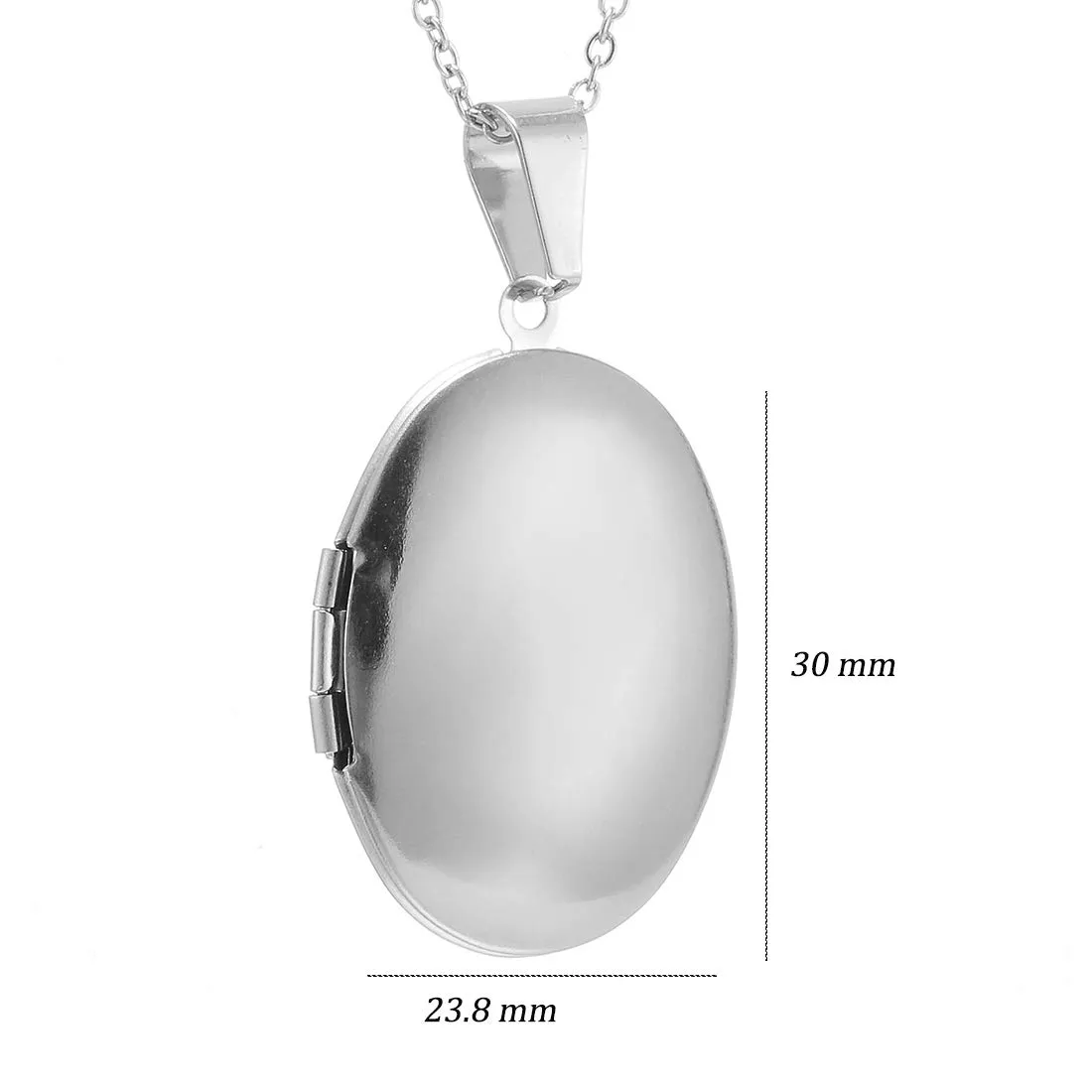 RWQIAN Collana di Foto Personalizzata per le Donne Ragazze Coppia in Acciaio Inossidabile Ovale argento Locket Portafoto Pendente Incisione Testo Collane Gioielli - immagine 2