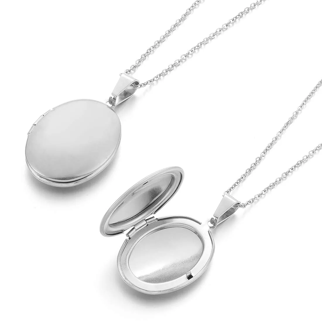 RWQIAN Collana di Foto Personalizzata per le Donne Ragazze Coppia in Acciaio Inossidabile Ovale argento Locket Portafoto Pendente Incisione Testo Collane Gioielli - immagine 4